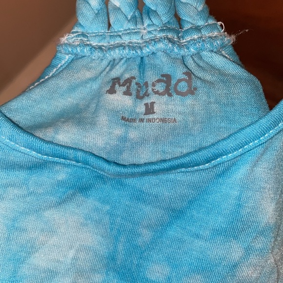 Mudd Blue & white tie-dye crop top two braided straps size medium - Picture 2 of 4